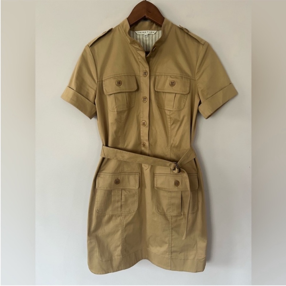 Trina Turk Safari Mini Dress, EUC, Khaki, Size 6